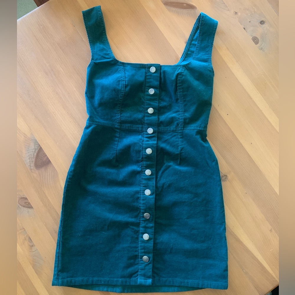 Urban Outfitters Teal Button-Front Mini Dress